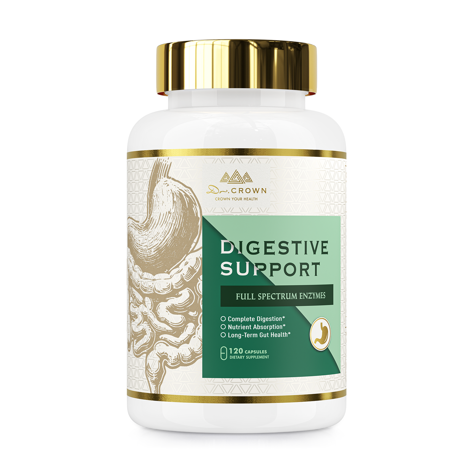 Digestive Enzyme Supplement with 15 Enzymes, DGL & Slippery Elm – Digestive Support Capsules