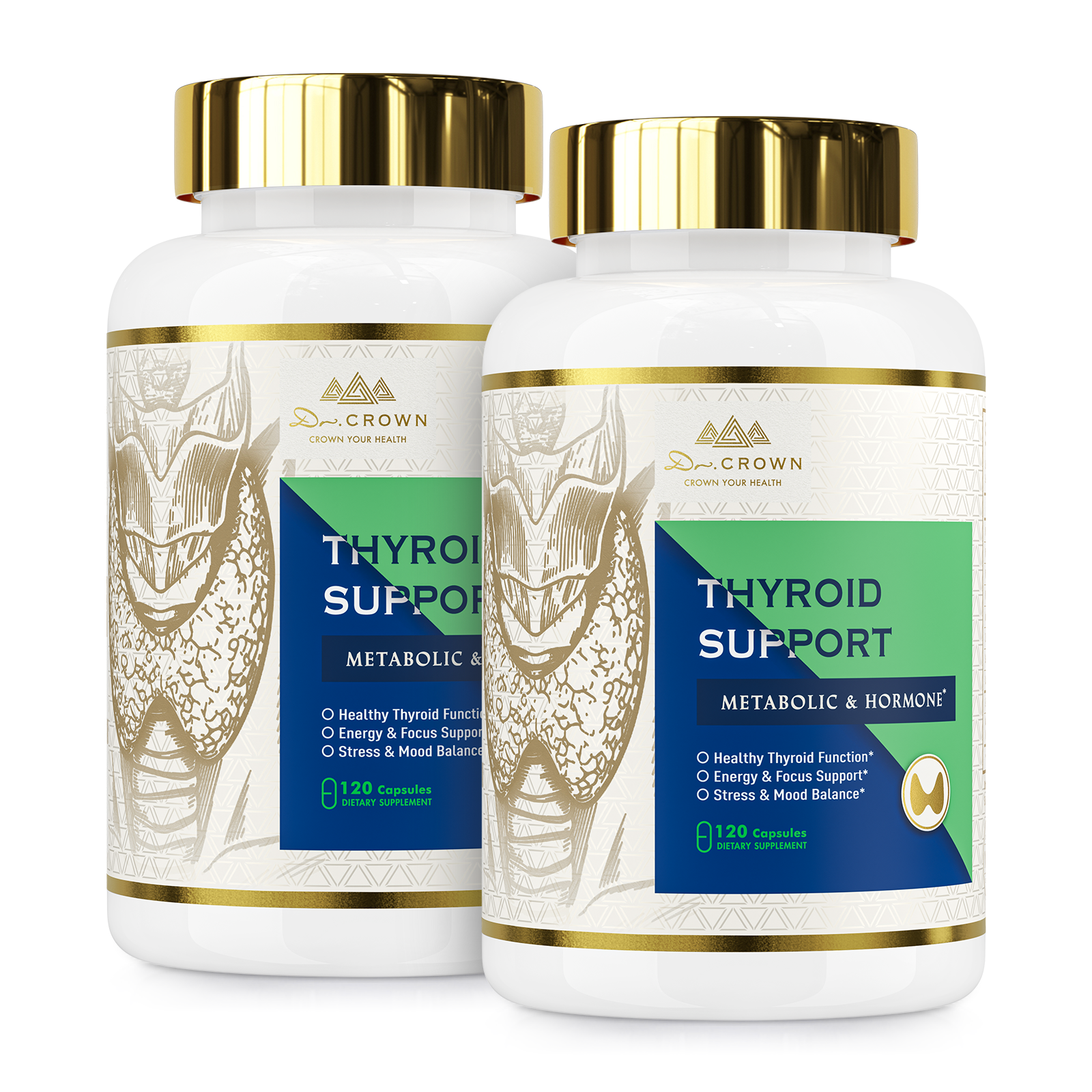 Thyroid Support Supplement with Iodine, Selenium, Zinc, B12, Ashwagandha & L-Tyrosine – 120 Capsules