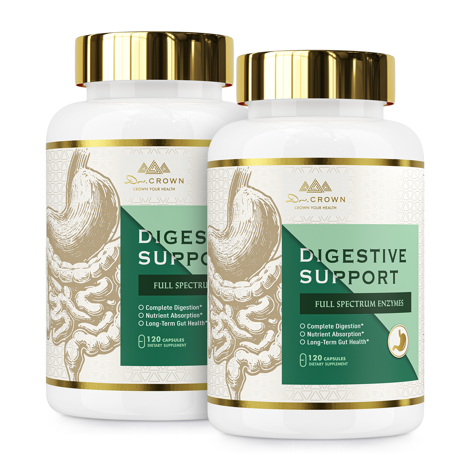 Digestive Enzyme Complex with Herbal Blend, DGL & Slippery Elm – 15 Enzymes for Daily Digestive Support – 120 Capsules
