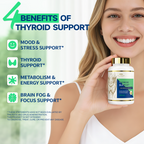 Thyroid Support Supplement with Iodine, Selenium, Zinc, B12, Ashwagandha & L-Tyrosine – 120 Capsules