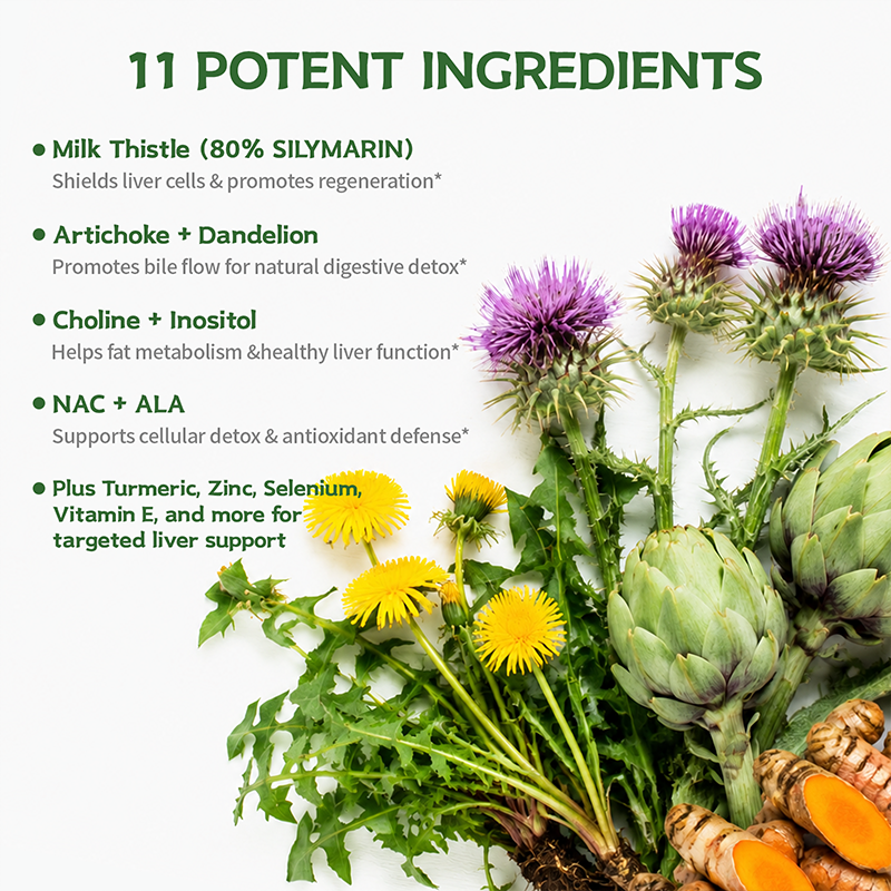 Milk Thistle Liver Support Supplement with NAC & Turmeric – Detox & Liver Health Formula
