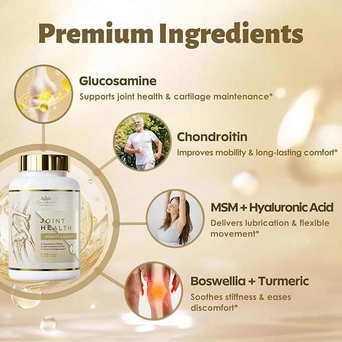 Joint Support Glucosamine Chondroitin MSM with Turmeric & Boswellia – Mobility & Flexibility Formula