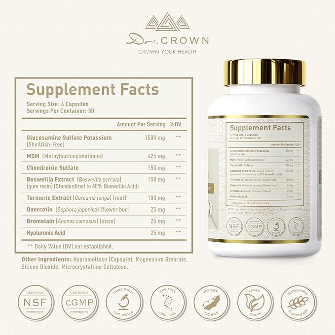 Joint Support Glucosamine Chondroitin MSM with Turmeric & Boswellia – Mobility & Flexibility Formula