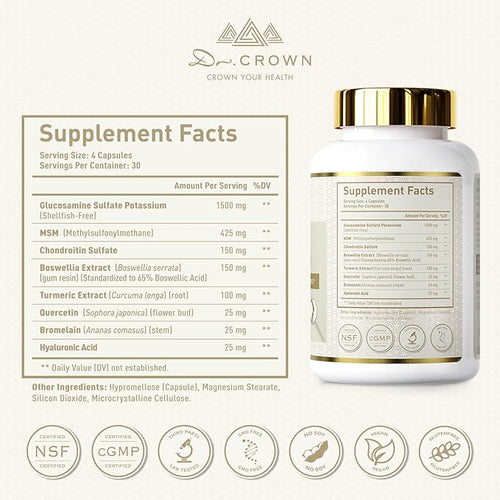 Joint Support Glucosamine Chondroitin MSM with Turmeric & Boswellia – Mobility & Flexibility Formula