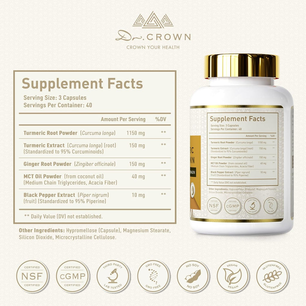 Turmeric Curcumin 1500mg with Ginger, Black Pepper & MCT Oil – High Absorption Antioxidant Support