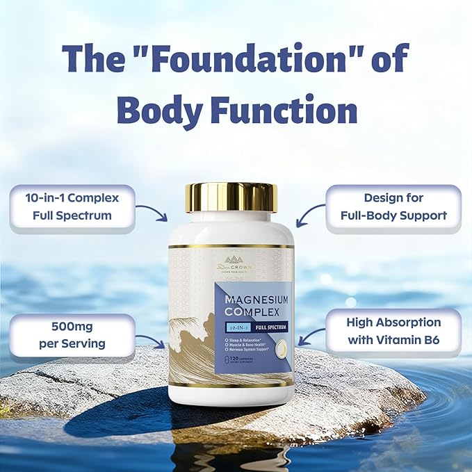 10-in-1 Magnesium Complex with Vitamin B6 – High Absorption Formula for Sleep, Muscle & Energy Support