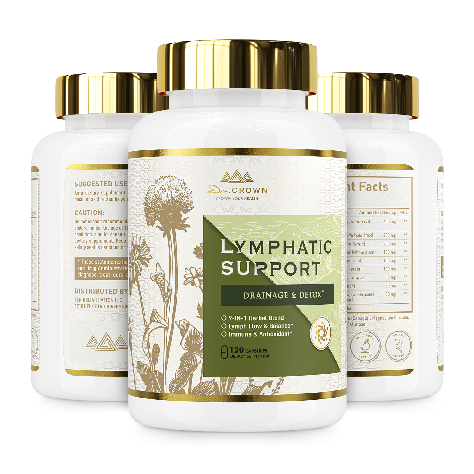 Lymphatic Support Herbal Complex with Echinacea, Dandelion & Burdock – Natural Fluid Balance Formula